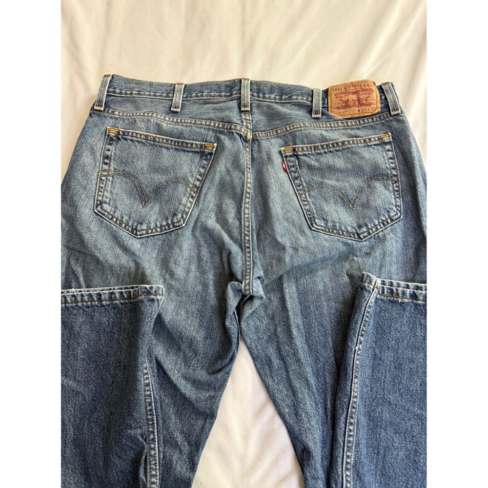 Levis 527 Y2K Low Boot Cut Jeans Mens 38x30 Medium Wash Denim Blue Pants - Picture 4 of 9